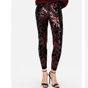 NWOT Express High Waisted Velvet Sequin Leggings